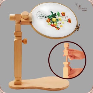 Adjustable Embroidery Hoop Holder Stand | Adjustable Height, Multi Angle | Portable, Durable | Easy Tool-Free Setup | Cross Stitch Beechwood