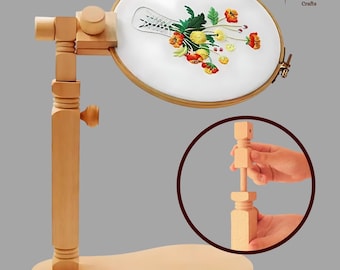 Adjustable Embroidery Hoop Holder Stand | Adjustable Height, Multi Angle | Portable, Durable | Easy Tool-Free Setup | Cross Stitch Beechwood