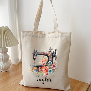 RNYJJ Sewing Themed Tote Bag – Funny Quilting Canvas Tote For Sewing Lovers, Gift For Seamstress Mom Or Grandma, Medium Size