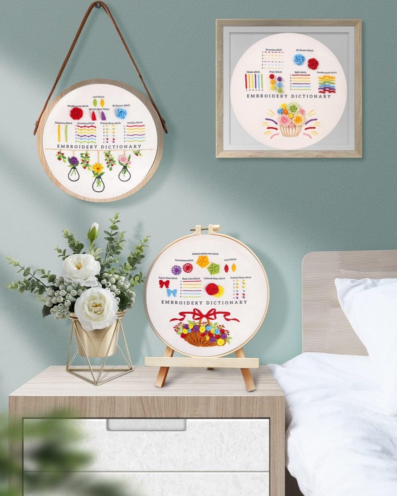 3 Set Beginner Embroidery Kit, Embroidery Starter Kit, Modern Embroidery kit, Learn Embroidery, Hand Embroidery Kit, Embroidery Kit Flowers image 9