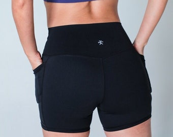 Bikers Shorts with Pockets 4" High waist, Women's Comfortable & Stretch Activewear Workout, Tummy control squat proof cycling shorts, Bikers