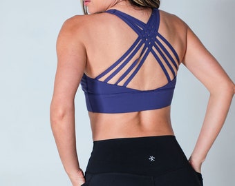 Sports Bra  for Women, Medium-High Support  Criss -Cross Back Strappy Padded Sports Bras Supportive Workout Tops, Yoga Training Bra. Gym Bra