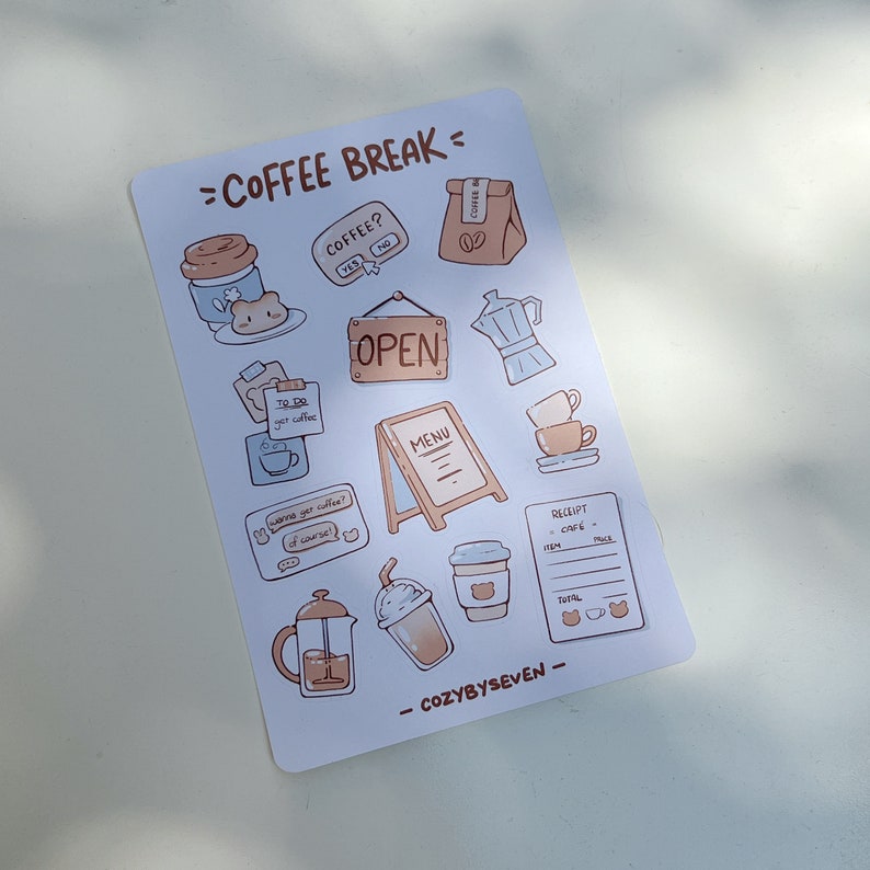 Coffee Break Planner Sticker Sheet Bullet Journal Stickers Cute Stickers Scrapbook Stickers image 3