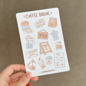 Coffee Break Planner Sticker Sheet Bullet Journal Stickers Cute Stickers Scrapbook Stickers image 1