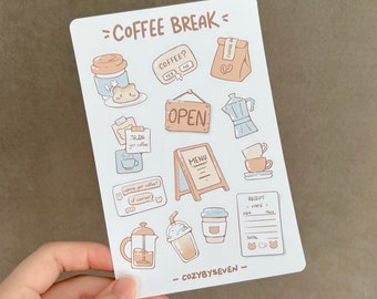 Coffee Break Planner Sticker Sheet | Bullet Journal Stickers | Cute Stickers | Scrapbook Stickers