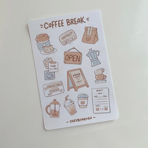 Coffee Break Planner Sticker Sheet Bullet Journal Stickers Cute Stickers Scrapbook Stickers image 2