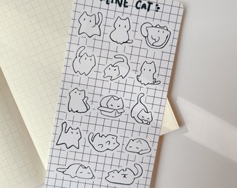 Line Cat Minimalistic Planner Sticker Sheet | Bullet Journal Stickers | Cute Stickers | Scrapbook Stickers