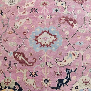 Hand-Knotted Pink Oushak Rug: New Zealand Wool, Made to Order