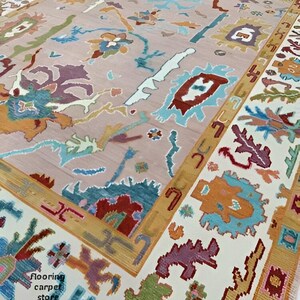 Hand-Knotted Wool Oushak Rug: Floral Design, Multi-Color, Made to Order