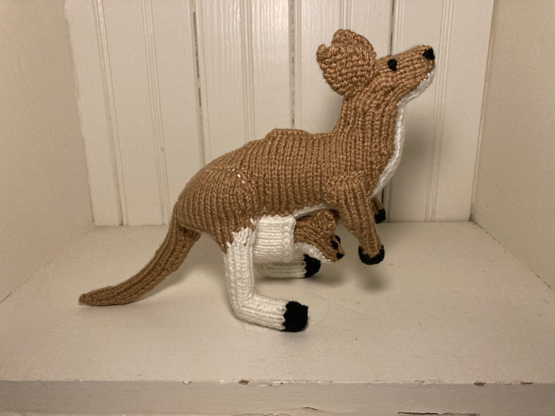 Sydney and Hopper Knitted Stuffed Kangaroo and Joey Etsy