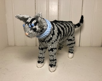 Willow the Gray Tabby Cat- Handmade Knitted Stuffed Animal