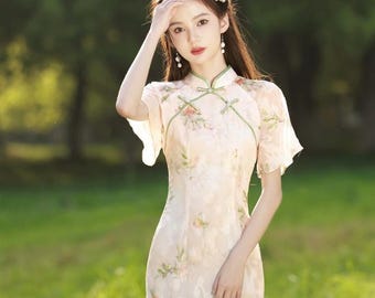Summer Qipao, Modern Chinese Cheongsam, Tea Ceremony Dress