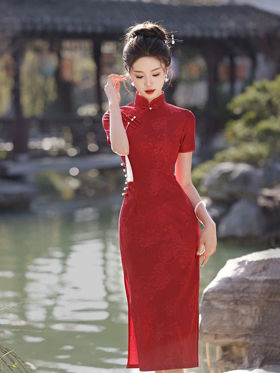 Red Cheongsam Dress: Traditional Chinese Qipao, Elegant Tea Ceremony - Etsy