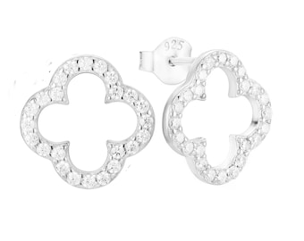 Moissanite Four Leaf Clover Earrings: 925 Sterling Silver, GRA Certificate, Jewelry Gifts