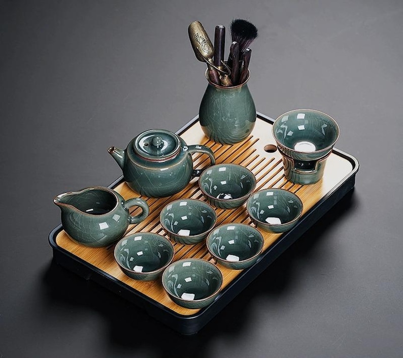 Ceramic Tea Set, 10 Pieces Tea Set, Chinese KongFu Tea Set, Gift Box, Tea Pot Set, Tea Set Japanese, Tea Lover Gift, Japanese Tea Set