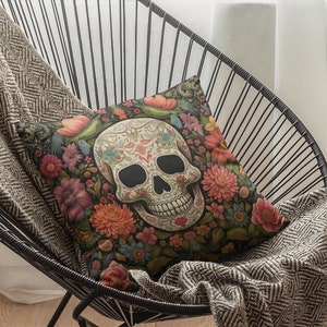 Dia de los muertos Inspired Skull Pillow | Skull Home Décor Pillow