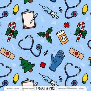 Urlaub Medizinische Musterdesign - Weihnachten Design - Krankenschwester Doktor Chirurg - Sofortiger Download - Digitale Datei - Lizenz für kommerzielle Nutzung