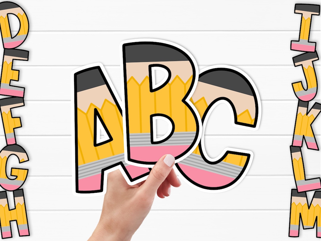 Pencil Alphabet and Numbers Clipart - Bulletin Board Letters - Teacher ...