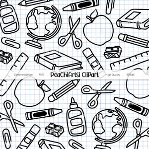 School clipartset - leraar doodle clipart - kleurplaatafbeeldingen - leraar zwarte omtrek clipart - werkbladillustraties