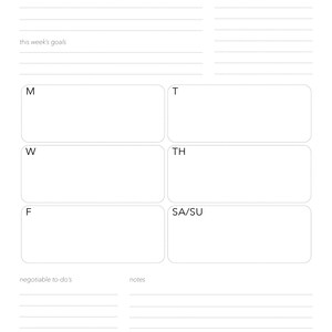 Weekly Planner - Minimalist, Fine Line - Digital Download