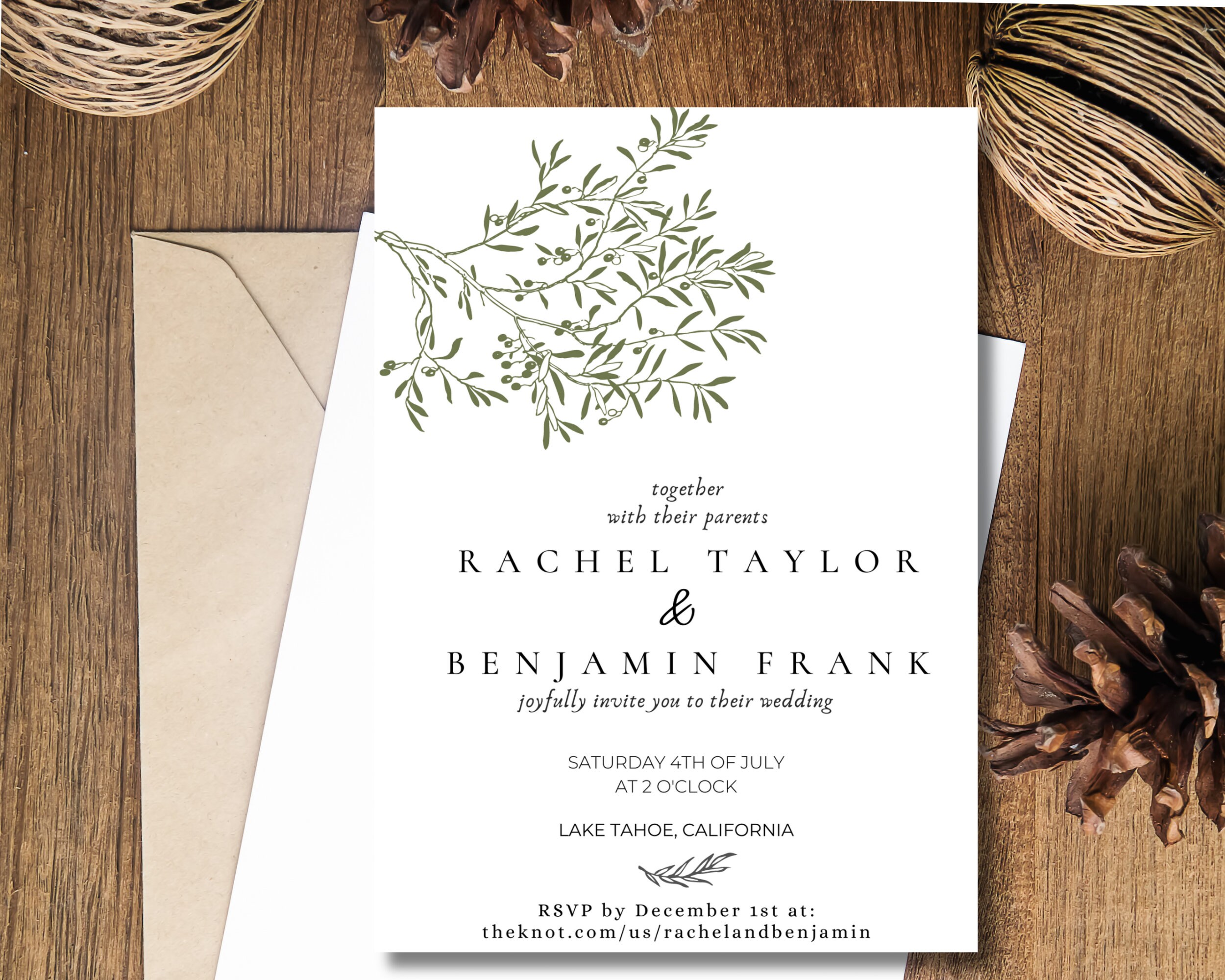 Rustic Olive Tree Wedding Invitation, Printable Wedding Invites ...