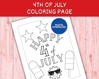4th of July Coloring Page | Kids Activity (Digital Download)