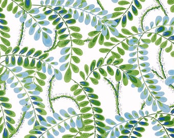 Thibaut Augusta Wallpaper - Green & Blue Leaf Print (9yd Double Roll)