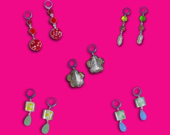 GLASS BEAD EARRINGS - Lampwork beads | glass beads | stainless steel hoops | freshwater pearls