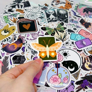 Magische Hexe Aufkleber Pack, 5-50 Stück sortierte mystische witchy böse Blick Zaubertrank Wasserflasche kindle Laptop Sticker glänzend Vinyl Aufkleber