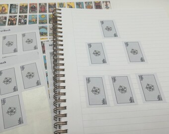Small tarot back stickers - 24 mini size each 1.12'' x 1.66'', card spreads deck planner journaling tarot study, 2 sticker sheets vinyl