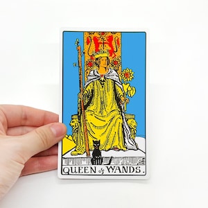 Pegatina de tarot "Reina de varitas" Grande - Rider-Waite Tarjeta de lectura de Arcanos Menores botella grande resistente al agua maleta portátil kindle color regalo