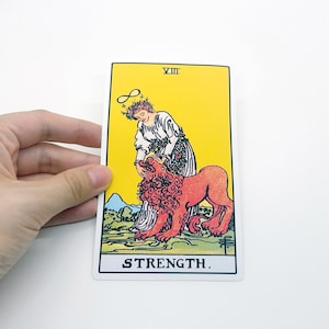 Tarotsticker "Kracht" groot - Rider-Waite Major Arcana leeskaart, grote waterbestendige fles laptopfles kleur koffer geschenken