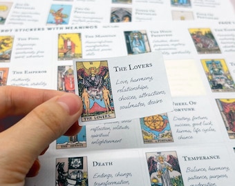 Tarot Stickers With Meanings - Small Rider Waite 78 Cards Full Deck Sticker Sheets Printed & Pre-Cut Planner Journaling Beginners (5 pages)