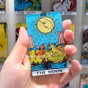 La Luna - Imanes para refrigerador con cartas del Tarot, diseño clásico de Rider Waite, Arcanos mayores, decoración para el refrigerador del hogar, regalo de bruja magnético acrílico de primera calidad