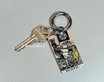 Death - Tarot Card Keychain Acrylic, Rider Waite Classic Design Major Arcana, Tarot Accessory Decor Key Gothic Handmade Holiday Witchy Gifts