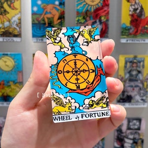 Rad van fortuin - Tarotkaart koelkastmagneten, Rider Waite klassiek ontwerp Major Arcana, koelkastdecor thuis, acryl magnetisch heksencadeau