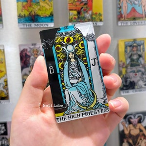 Ímãs de geladeira para cartas de tarô da Alta Sacerdotisa, design clássico dos Arcanos Maiores de Rider Waite, decoração para geladeira doméstica, presente magnético de bruxa em acrílico