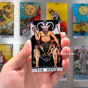 Ímãs de geladeira do Tarô do Diabo, Carta dos Arcanos Maiores com Design Clássico Rider Waite, Decoração para geladeira, Presentes de bruxa magnéticos de acrílico premium