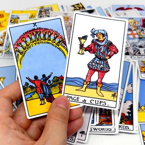 Tarotstickers 2'' x 3,33'': kies je Rider-Waite-leeskaart uit het hele kaartspel, waterbestendig gestanst vinyl voor flessenlaptop Kindle
