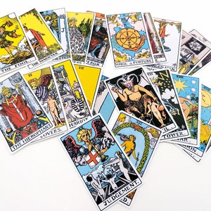 22 grote Tarotstickers (3'' x 1,8'') - Rider Waite volledige Major Arcana-kaartendek, klassieke grote kleurrijke laptopwaterfles gestanst stickers