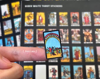 Small Tarot Card Stickers *New* - Rider Waite 78 card full tarot deck + 2 back, Tarot Planner, Tarot Journaling, in 2 pages (80 stickers)
