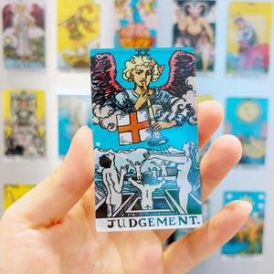 Julgamento - Ímãs de geladeira para cartas de tarô, Rider Waite, design clássico, Arcanos Maiores, decoração de geladeira para casa, presente magnético de acrílico premium com bruxaria