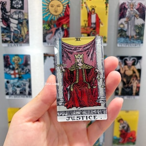 Justice - tarotkaart koelkastmagneten, Rider Waite Classic Major Arcana, koelkastdecor thuis Premium acryl magnetische koelkast Witchy cadeau