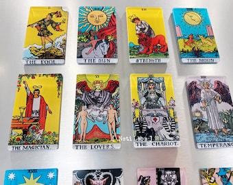 Tarot Card Fridge Magnets, Rider Waite Classic Design Major Arcana, Home Refrigerator Decor, Vibrant Premium Acrylic Magnetic Witchy Gifts