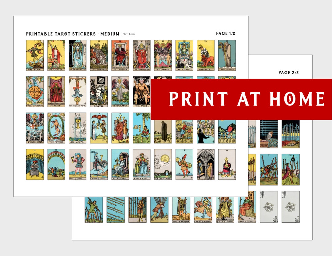 Printable Tarot Stickers Medium, Rider Waite, PDF PNG JPG Digital ...