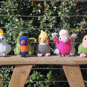 Crochet Australian Birds, Gift Idea, Lorikeet, Black + White Cockatoo, Pink Galah, Parrot, Cockatiel, Handmade Decorative Toy With Keychain