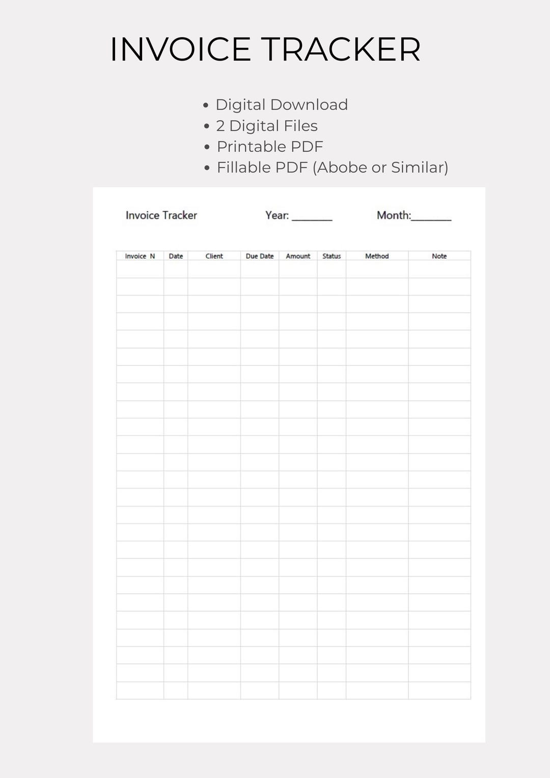 Invoice Tracker Template, Small Business Finance Planner (digital ...
