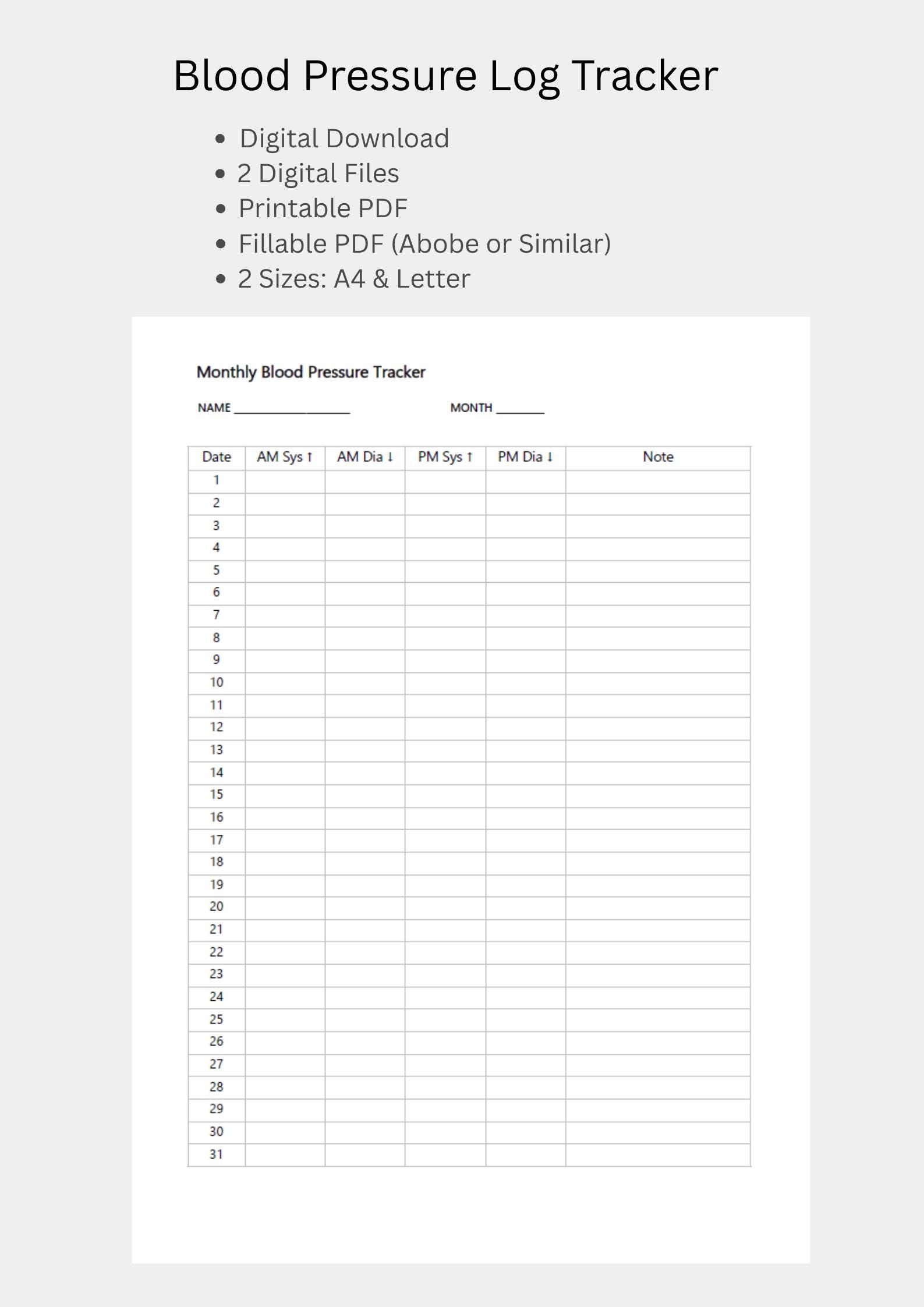 Bp Tracking Cards.pdf Blood Pressure Tracker Printable and Fillable | BP Log PDF | Heart Rate ...