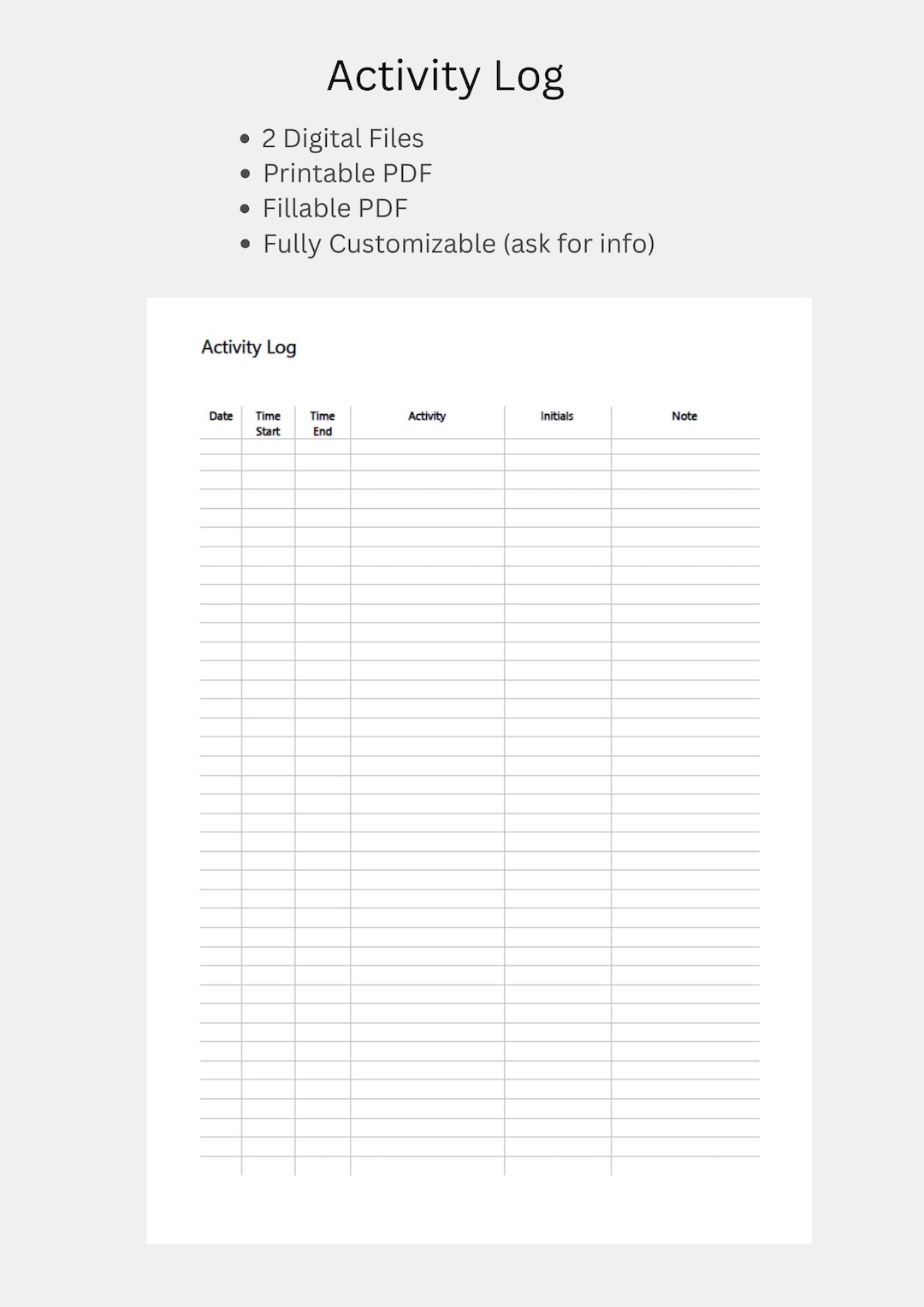 Activity Log – Daily Activity Tracker (printable & Fillable PDF) - Etsy