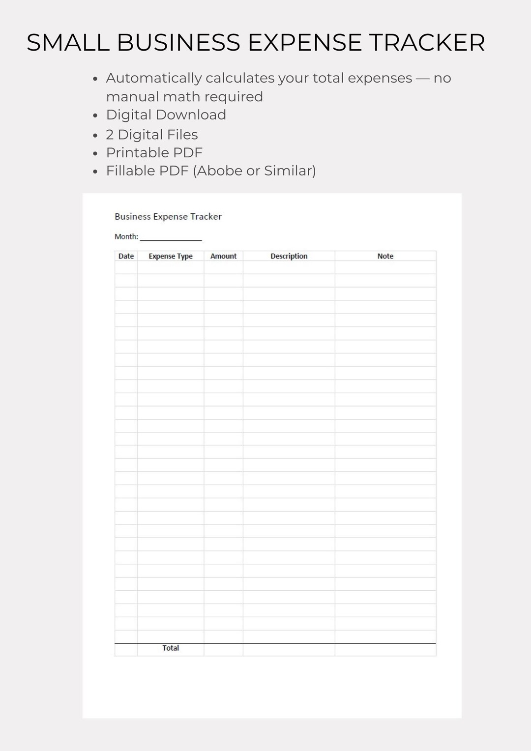 Small Business Expense Tracker – Fillable PDF for Etsy Sellers ...